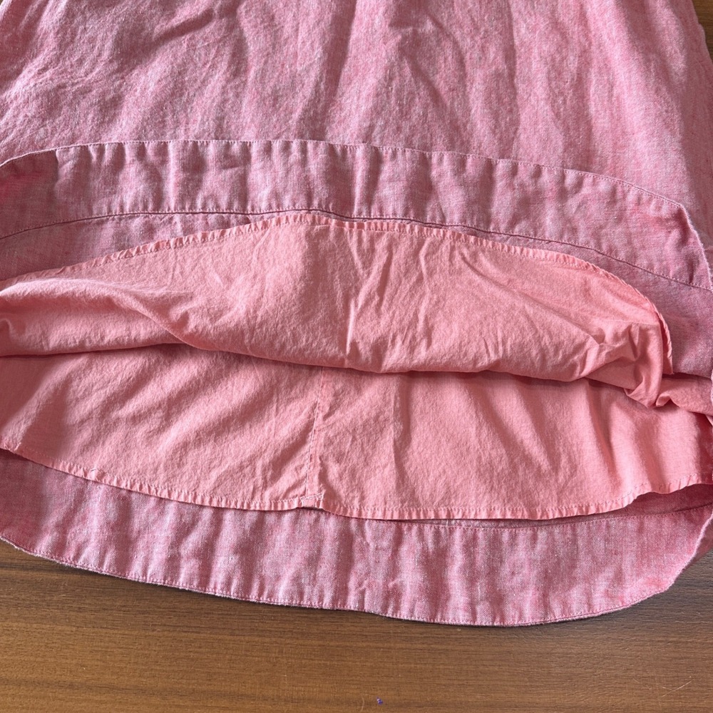 Yarra‎ Trail Linen Midi Dress 8 Petite Coral Red Puffed Sleeve Classic Summer - Picture 9 of 13